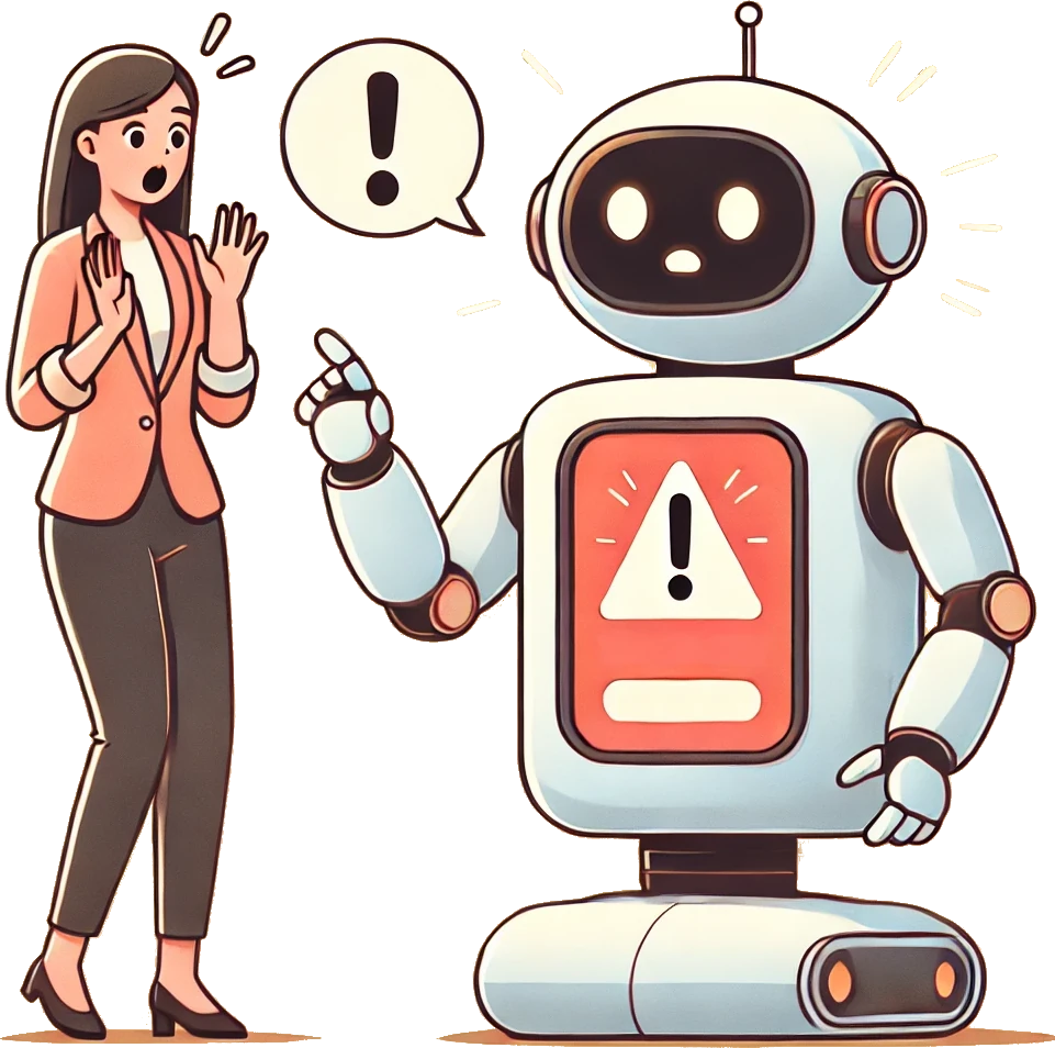 A robot alerting a person of some issue